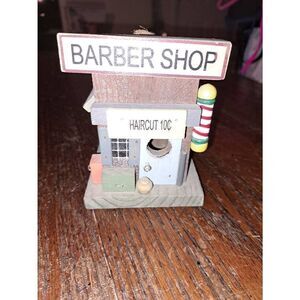 Blue Ridge Crafts Wood Barber Shop Mini Birdhouse Farmhouse Chic Handpainted